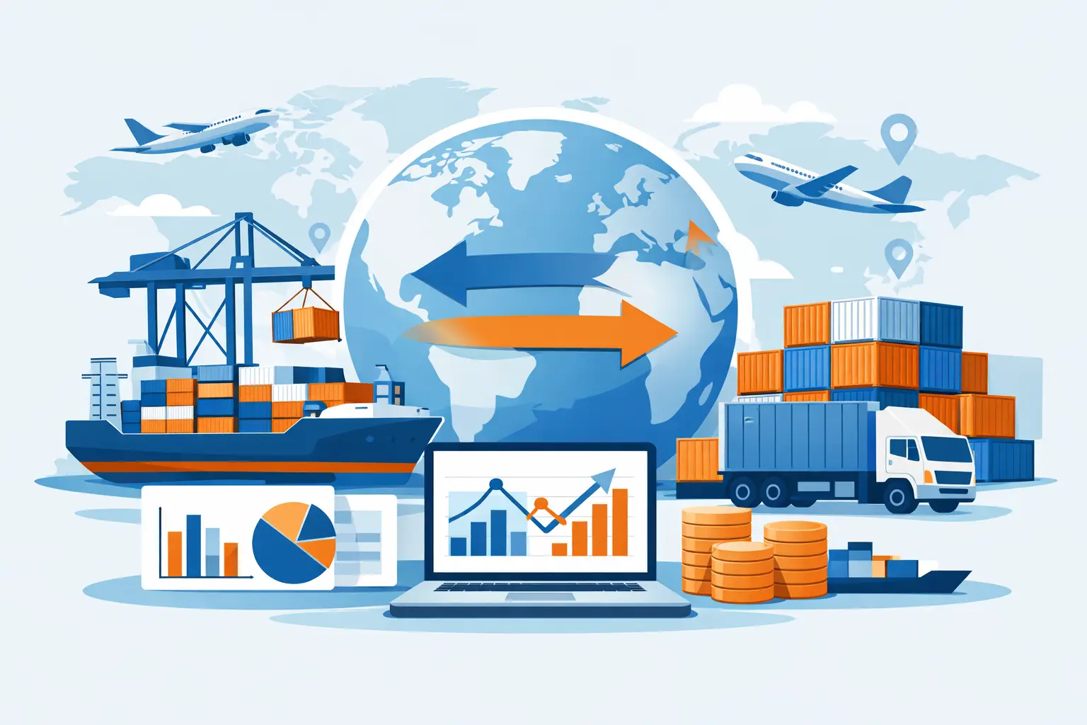 Using international trade imports and exports data